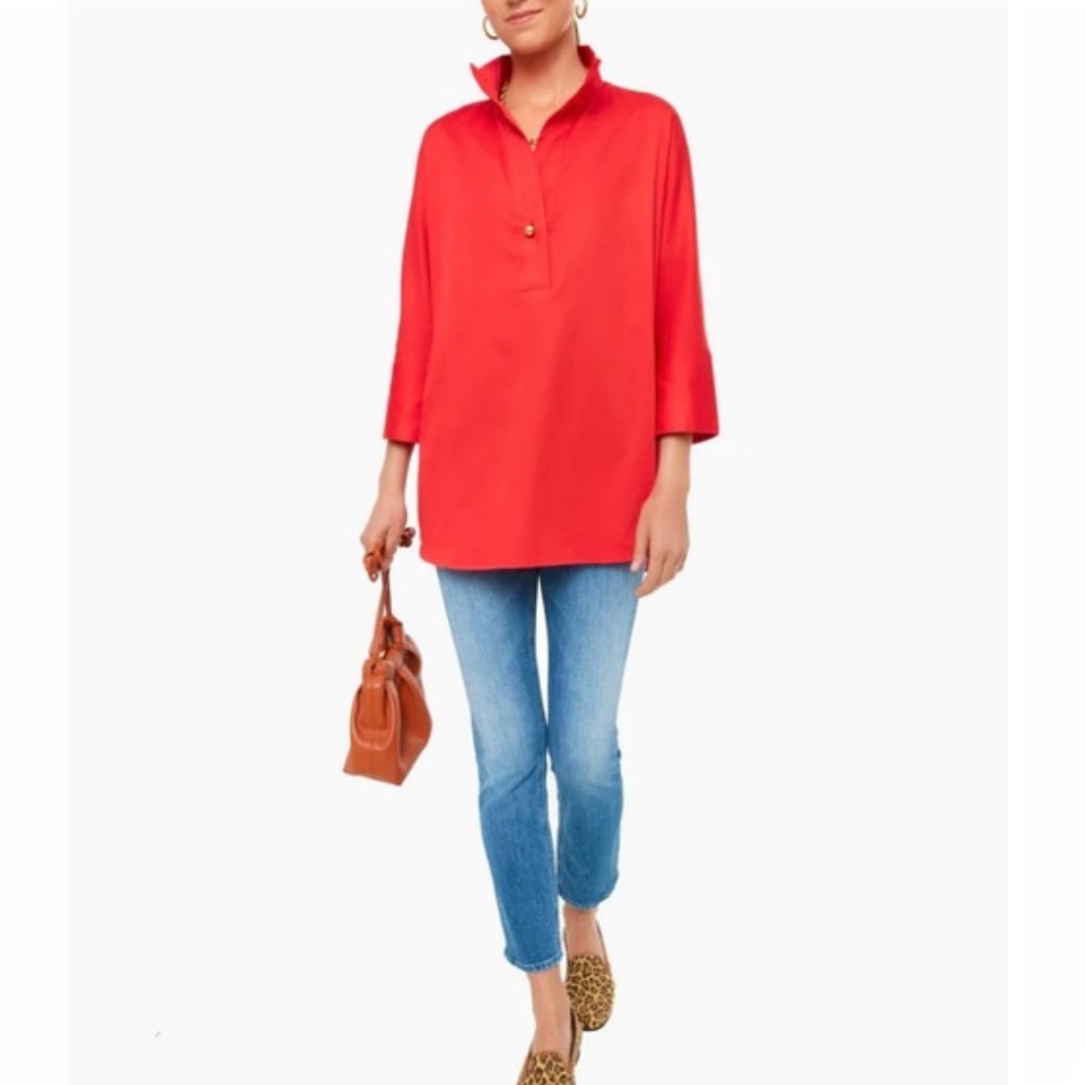 Tuckernuck Red Boxy Tunic with 3/4 Sleeves